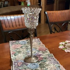 Elegant Silver Crystal Candle Holder